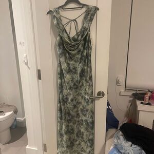 Zara Green and Gray Cowlneck Dress